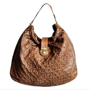 Marc By Marc Jacobs Brown Embossed Leather Hobo Tote Bag
